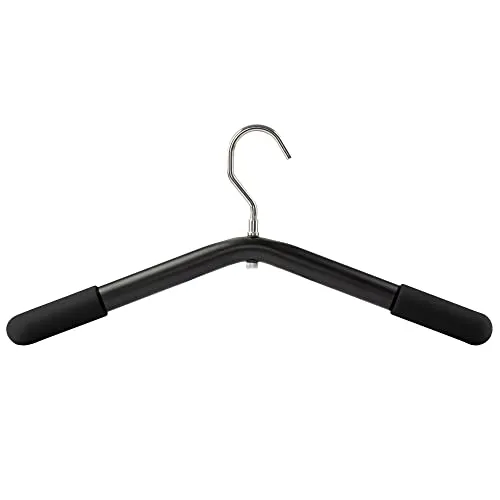 Metall Kleiderbügel - Belastbar bis 60 kg! Ideal für Lederkombi, Taucheranzug oder Schutzkleidung. Schwere Ausrüstung sicher aufhängen mit 2 mm Dicke und 360° drehbarem Haken. schwarze Gummiüberzüge