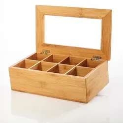 LUMALAND Cuisine Teebox - Mit aufklappbarem Deckel & Sichtfenster - Bambusholz