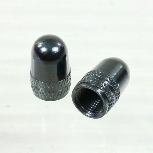 Quaxar Ventilkappe für AV Ventil - 2 Stück - Aluminium - schwarz eloxiert