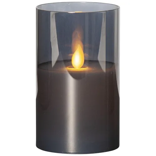 Star Trading Kerze M-Twinkle, Stumpenkerze, Schwarz, Rauchglas, LED, Timer, Warm