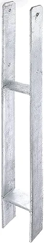 Alberts 219925 H-Pfostenträger - Feuerverzinkt, 800 mm hoch - Zaunpfosten aus feuerverzinktem Stahl, ideal für stabile Befestigungen. Mit einer Materialstärke von 6 mm und 4 Montagebohrungen bietet dieser Pfostenträger höchste Sicherheit und Langlebigkeit.