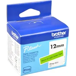 Originalband Brother Btag-G31 12mm x 4m schwarz auf hellgrün nicht laminiert