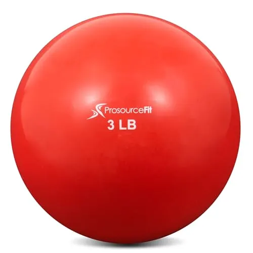 Produktbild ProsourceFit Weighted Toning Exercise Balls for Pilates, Yoga, Strength Training and Physical Therapy, 3 lb, Red