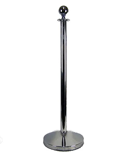 Airbrush-City Absperrpfosten Silber D320mm - D51x1000mm - Eleganter Absperrständer aus verchromtem Metall für Ausstellungen und Events, mit rutschfesten gummierten Füßen für sicheren Stand und beliebig erweiterbar.