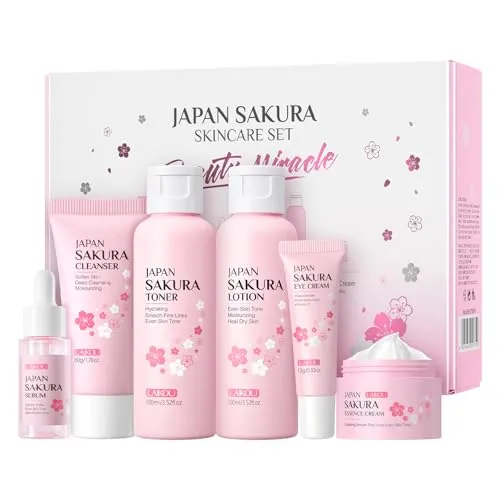 Hautpflege Geschenkset Frauen 6 Stück Sakura Gesichtspflege Set Beauty-Gesche...