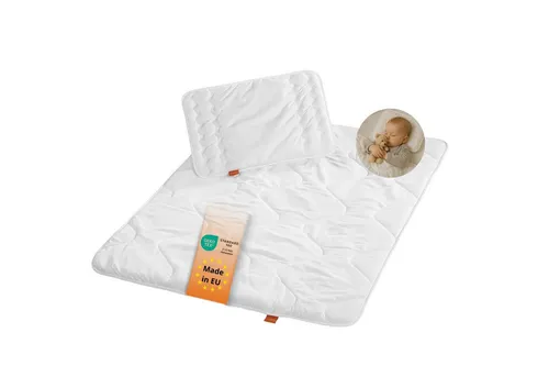 sleepling Kinderbettdecke + Microfaserkissen Babybetten Set, Bettdecke 100 x 135 cm und Kopfkissen 40 x 60 cm, Füllung: Kunstfaser, Bezug: 100% Polyester (Mikrofaser), hergestellt in der EU