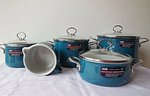 RIESS Email Emaille Topfset Töpfe 5 teiliges Set  Kasserolle  Induktion Kochtopf