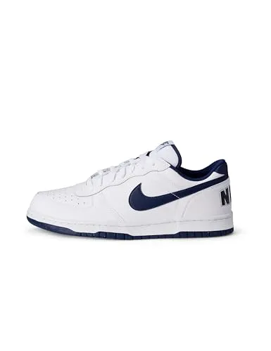 Nike Big Sneaker Herren in White-Midnight Navy, Größe 45 - Klassische Schuhe mit Schnürung, Perforationen und profilierter Gummi-Außensohle für optimalen Komfort und Stil.