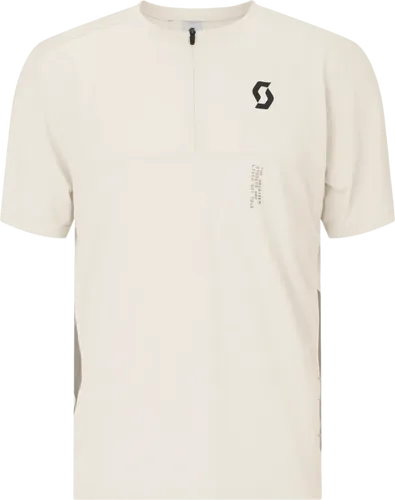 Scott M's Vertic Zip SS T-Shirt in Cotton Weiß/Toast Beige (8229) M - Stylisches Fahrradtrikot für Herren, bequem aus Baumwolle, ideal für sportliche Aktivitäten und Alltagsgebrauch.