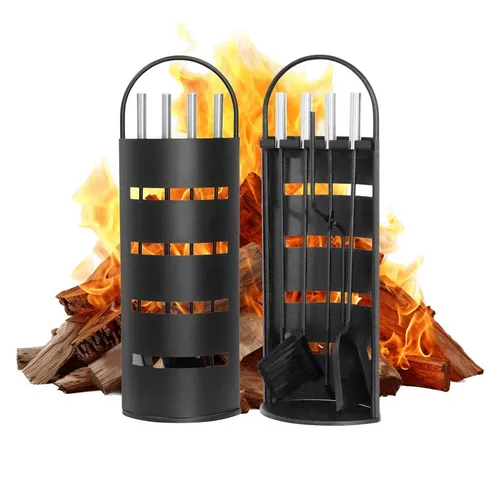 Mucola Kamingarnitur 6-teilig mit Handschuhen - Kaminbesteck Set mit Ständer, Schürhaken, Ascheschaufel, Besen, Zange und 2x Handschuhen. Funktional und stilvoll, ideal für die Pflege Ihres Kamins und sorgt für ein entspanntes Feuererlebnis.