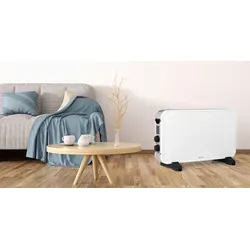 ECG TK 2070 Konvektor Heizgerät, White - Elektroheizkörper mit stufenloser Thermostat-Regelung, 2 Leistungsstufen (1200/2000 W) und TURBO-Funktion für schnellere Wärmeverteilung.