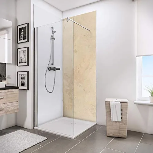 Schulte EP1901021 604 Deco-Design Dekor Stein Kalkstein hell, 210 x 100 cm, 3 mm Aluminium-Verbundplatte, Wandverkleidung als fugenfreier Fliesenersatz