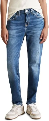 Marc O'Polo Denim Damen Jeanshose Boyfriend Fit mit Stretch, Blau (Mid Blue Marble) - Jeans für Damen im Boyfriend Fit, elastisch und bequem für perfekten Tragekomfort – ideal für Alltag und Freizeit.