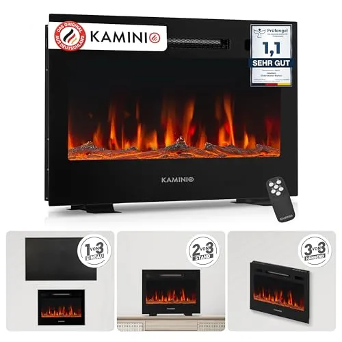 KAMINIO Elektrokamin MARLON 3in1 – Flexibler Stand-, Wand- und Einbaukamin