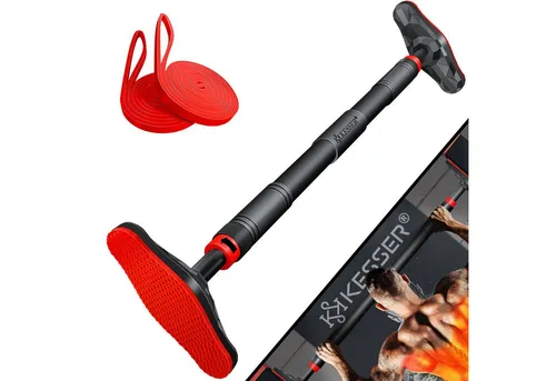 KESSER® Klimmzugstange verstellbar 68-106 cm - Klimmzugstange für Türrahmen, extrem belastbar bis 300 kg, rutschfeste Griffe und kein Bohren nötig – ideal für effektives Training zu Hause.