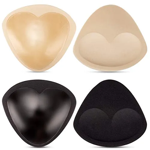 MELLIEX 2 Paar Selbstklebend BH Einlagen, Wiederverwendbar Atmungsaktiv Sponge Bra Push-up Pads(Schwarz + Hautfarbe), Mittlere