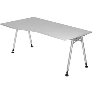 Amarillo A-Serie Schreibtisch 180 x 100 cm - Höhenverstellbarer Kinderschreibtisch in Grau, ideal für ergonomisches Arbeiten und individuelles Lernen. Stufenlos höheneinstellbar von 68 bis 76 cm, mit robustem Stahlrohrgestell und Kabelmanagement.