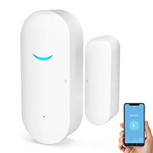 Tuya WiFi Door and Window Sensors, Smart Alarm with Free Notification App Control, Home Security Alarm System, No Hub Required, Compatible with Alexa, Google Home (1 Pack)