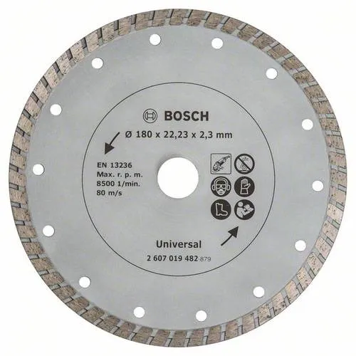 Bosch 2607019482 Diamanttrennscheibe Turbo 180 mm - Werkzeugteil mit umlaufendem Turbo-Schneiderand für präzise und saubere Schnitte in Beton, Mauerwerk und Ziegel. Ideal für Profis und Heimwerker.