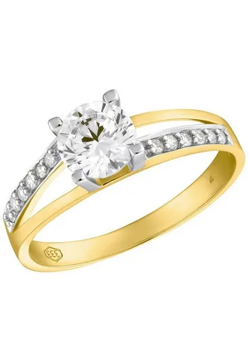 Amor Fingerring Solitär mit Zirkonia, gelb|goldfarben 52 von Amor