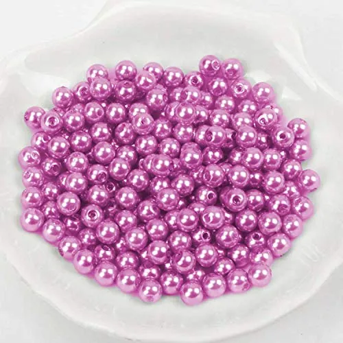  Perlen/Bastelperlen - 30 Farben mit Loch zum basteln Traumfänger Wachsperlen Kreuz Zubehör Deko Mix Set groß und klein fädeln Armband Schlüsselanhänger Acryl bunt Schmuck 6mm / Pink