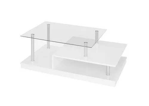 Stolkom Sp.z.o.o. Couchtisch in Glas, weiß, silber - 110x36x60 (BxHxT)