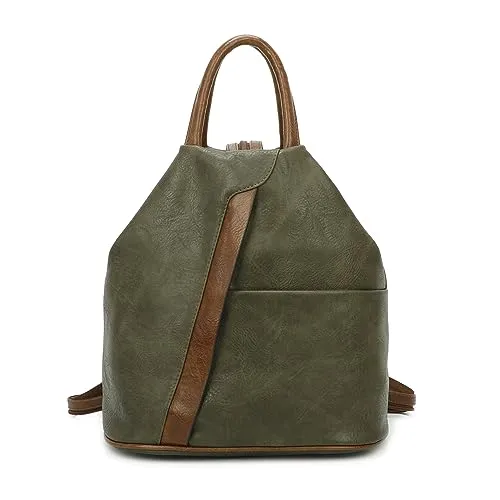Damen Rucksack Tasche in Leder Optik – Vielseitiger Daypack für jeden Anlass - Damen-Rucksackhandtaschen mit anpassbaren Rückengurten, ideal für Stadtbummel oder Reisen. Praktische Fächer und schickes Design machen ihn zum perfekten Begleiter.
