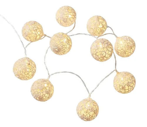 Provance Lichterkette LED Lichterkette Weiß mit 10 Großen Kugeln Innen