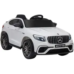 Homcom Kinder Elektroauto, Weiß, 70x55x115 cm - Kinder-Elektrofahrzeug mit Fernbedienung, Sicherheitsgurten und MP3-Player. Ideal für Kinder von 3-8 Jahren, sorgt für sicheres und unterhaltsames Fahren!