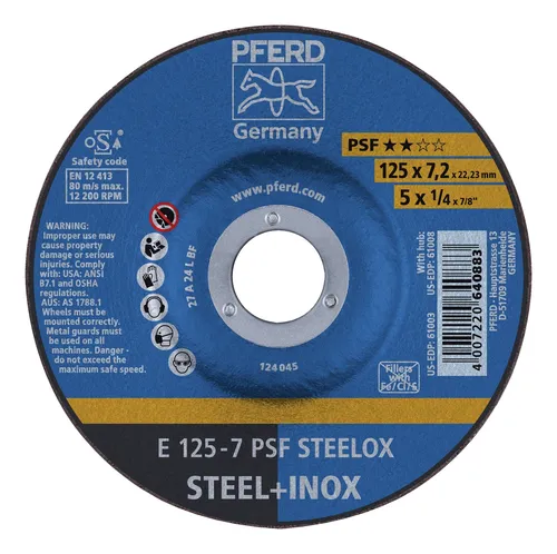Pferd Schruppscheibe PSFSTEELOX 125 x 7 mm gekröpft - 62012640
