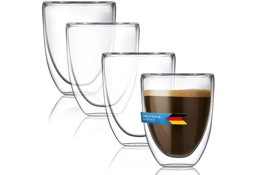 Dimono Espressoglas DIMONO Espressoglas Doppelwand 80ml–Thermoeffekt & Schwebeeffekt Glas, 4-tlg., Borosilikatglas, Espressotasse