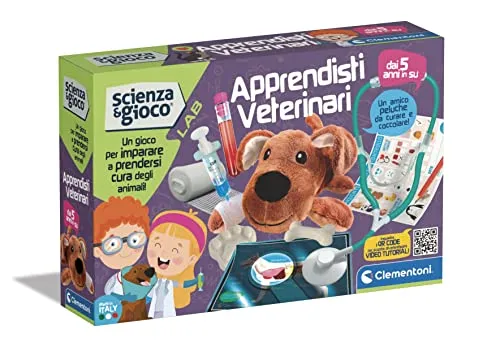 Clementoni Lab-Auszubildende Experimentier-Set, wissenschaftliches Spiel Kinder 5 Jahre +, Veterinärlabor, Version in Italienisch, Made in Italy, Mehrfarbig, Medium, 19267