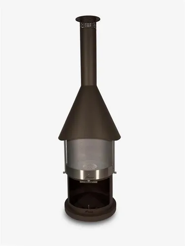 FIRESTAR Gartenkamin DN 700 Swing 3. Generation Edelstahl braun-metallic - Eleganter Terrassenkamin aus hochwertigem Edelstahl mit praktischem Rollmechanismus. Ideal für gemütliche Abende im Freien und bietet eine stilvolle Wärmequelle.