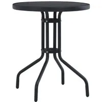 Furnicato Gartentisch Schwarz 80 cm aus Stahl und Glas