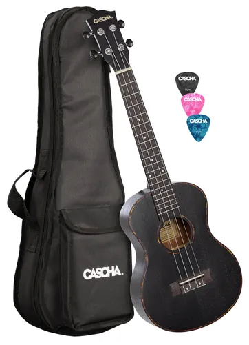 Cascha HH 2305L Premium Mahagoni Tenor Ukulele Set für Linkshänder - Sonstige Zupfinstrumente, ideal für Einsteiger und Fortgeschrittene, aus hochwertigem Mahagoni mit präzisen Stimmmechaniken und AQUILA Saiten, inklusive gepolsterter Tasche und 3 Plektren.