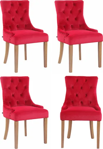 CLP Esszimmerstuhl Aberdeen Samt 4er Set in rot von CLP