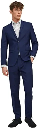 JACK & JONES Herren Jprsolaris Anzug, Super Slim Fit, Medieval Blue, 44 EU - Eleganter Anzug in Super Slim Fit, komplett gefüttert für angenehmen Tragekomfort und weiche Haptik – ideal für besondere Anlässe.