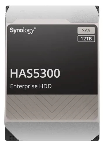 Synology 3.5' SAS HDD 12TB - HAS5300-12T - Festplatte mit 12TB Speicherkapazität, langlebig und robust, ideal für zuverlässige Datensicherung und hohe Leistung in Unternehmensumgebungen.