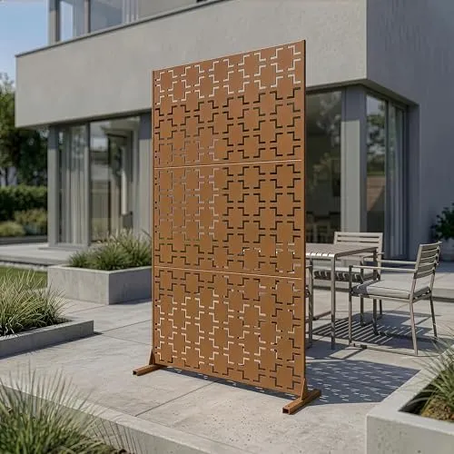 casa.pro Raumteiler »Basciano« aus verzinktem Stahl 180x90 cm Braun - Elegante Trennwand für Innen- und Außenbereiche – Bietet Sichtschutz und stilvolle Abgrenzung. Wetterfestes Material, robust und schnell montiert. Ideal für Garten, Terrasse und Balkon.