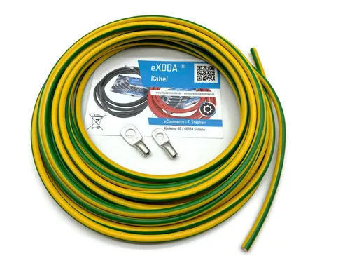 eXODA 10m 16 mm2 Kabelschuhe M8 + M10 - Sonstige Elektroinstallationsartikel, temperaturbeständig bis 70 °C, ideal für Auto, Boot, Wohnmobil und Solarprojekte.
