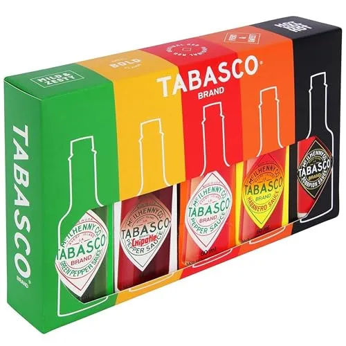 Tabasco Scharfe Soßen Geschenkset – 5er Pack (5×60 ml) Hot Sauce Set – Enthält Original, Habanero, Chipotle, Green & Scorpion – Ideal als Geschenk & zum Probieren