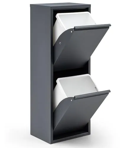 gowoll Mülleimer Küche - Fleckenfester Biomülleimer mit Wandmontage - Haushaltszubehör: Platzsparender, geruchsneutraler Mülleimer mit 2 x 15 L Kapazität, ideal für effizientes Recycling und einfache Reinigung.