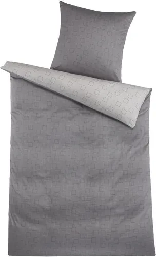 Optidream Mako Satin Bettwäsche 135 x 200 cm - Wende grau - Bettwäsche aus 100% Baumwolle, pflegeleicht und bügelleicht. Praktische Reißverschlüsse für einfaches Beziehen. Modernes geometrisches Design sorgt für stilvolle Akzente im Schlafzimmer.