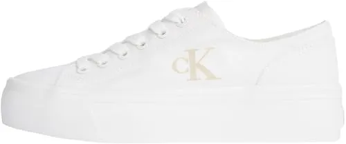 Calvin Klein Damen Vulcanized Sneaker Flatform Low Top – Weiß (Triple Bright White) - Damen-Sneaker aus 60% recycelter Baumwolle, minimalistisches Design und optimale Passform für den perfekten Alltagslook.