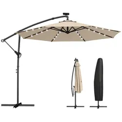 Outsunny Ampelschirm LED Solar Ø300 cm – 360° drehbar mit Schutzhülle