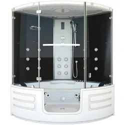 Dampfdusche Whirlpool Dusche K70-SW-EH-EC-SC 150x150cm - Schwarz - Dampfduschen: 3-in-1 Whirlpool-/Wannen-/Duschsystem mit aktiver Reinigungsfunktion der Schläuche für hygienische Nutzung. Hochwertige Materialien und praktische Montage für Ihr Badezimmer.