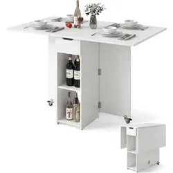 COSTWAY Klappbarer Esstisch mit Rollen, 120x72x75 cm