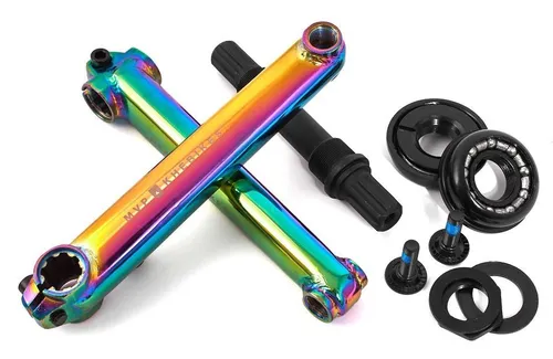 KHE MVP BMX Kurbel-Set 8T US BB CrMo 19mm Achse 170mm Arme Oil-Slick Jet-Fuel - Kurbel & -garnituren, leicht und robust mit nur 1306g, hochwertige 4130 CrMo Achse und Hohlkurbelarme für maximale Performance!
