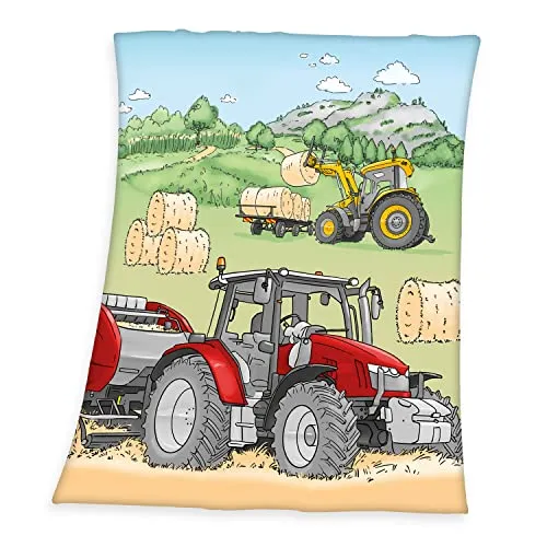 Herding Traktor Fleecedecke, 130x160 cm, 100% Polyester, Fleece
