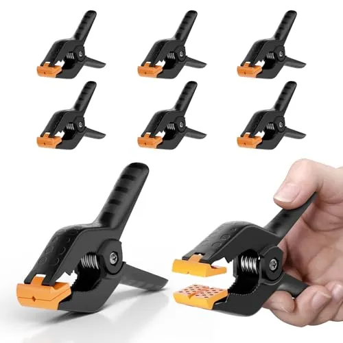 EMART 6 Pack Klemmzwingen 4,5 Zoll/11,4cm Federzwinge Set Klammern Groß, Hintergrund Klammer Verstellbar Leimzwingen Greenscreen Klemmkraft für Fotostudios, Hintergründe
